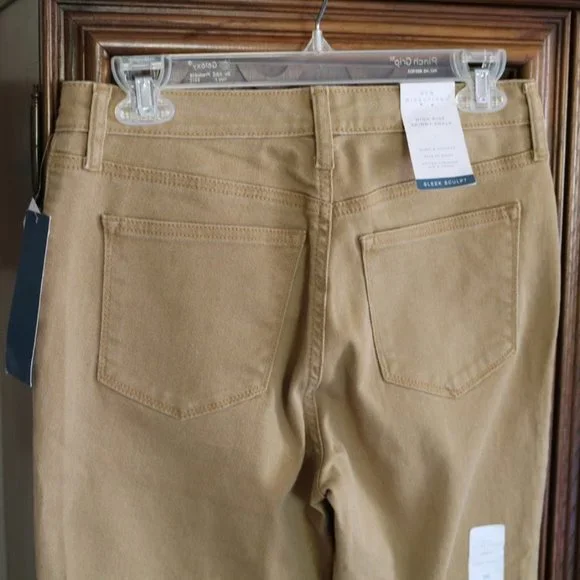 New Directions Button Fly High Rise Jeans - Khaki, Size 6 - Picture 8 of 16
